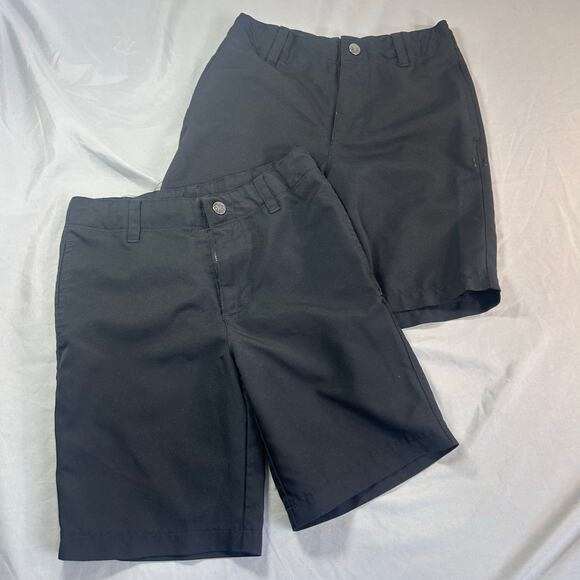 Under Armour Little Boys Black Flat Front Shorts size 6 Two pair - Picture 1 of 6